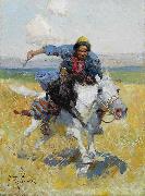 Franz Roubaud Tatar horseman oil on canvas